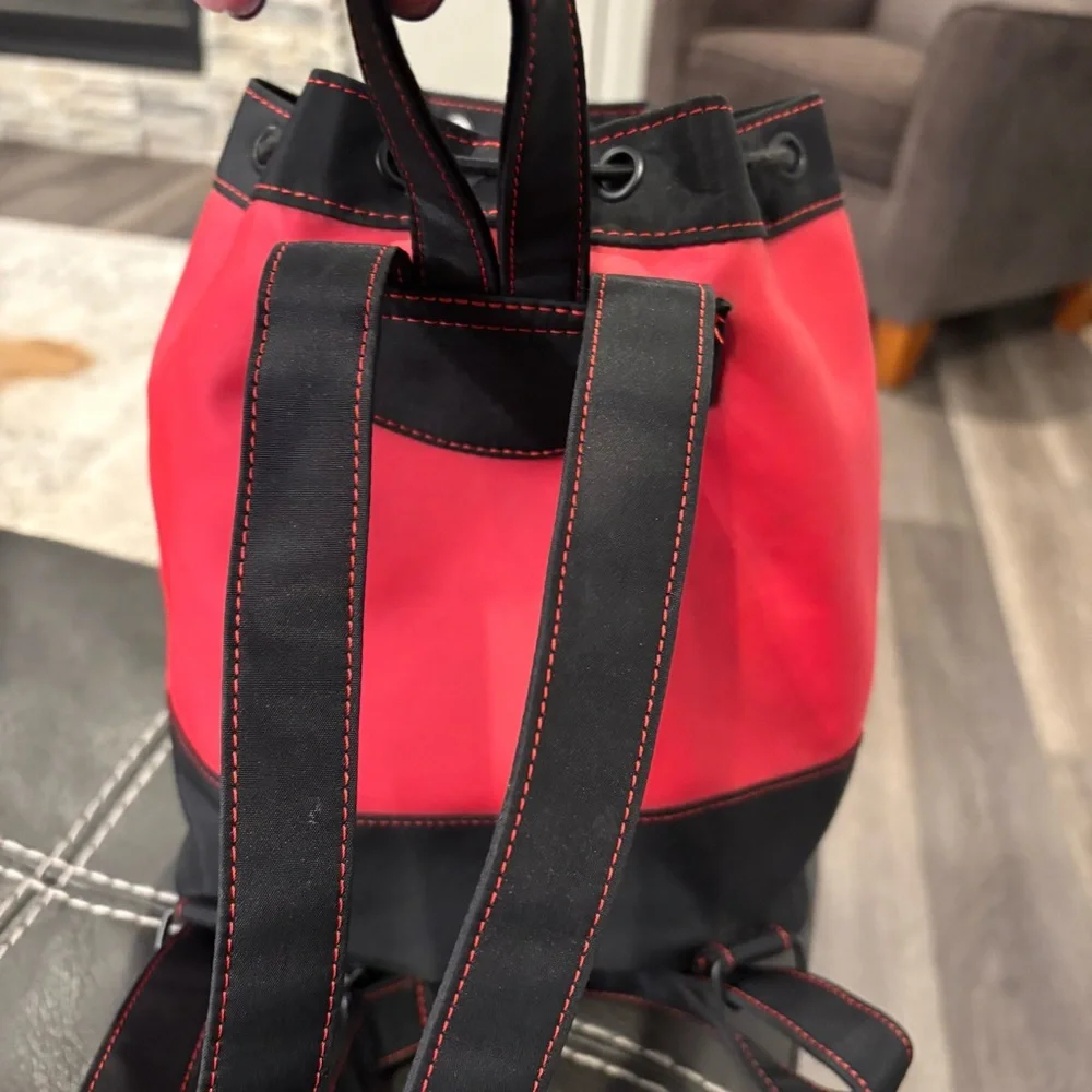 American Girl Place Red and Black Drawstring Bag